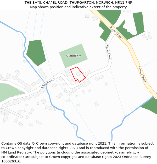 THE BAYS, CHAPEL ROAD, THURGARTON, NORWICH, NR11 7NP: Location map and indicative extent of plot