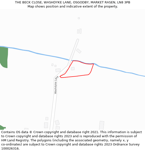 THE BECK CLOSE, WASHDYKE LANE, OSGODBY, MARKET RASEN, LN8 3PB: Location map and indicative extent of plot