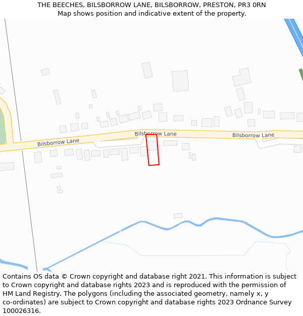 THE BEECHES, BILSBORROW LANE, BILSBORROW, PRESTON, PR3 0RN: Location map and indicative extent of plot