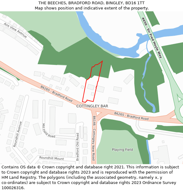 THE BEECHES, BRADFORD ROAD, BINGLEY, BD16 1TT: Location map and indicative extent of plot