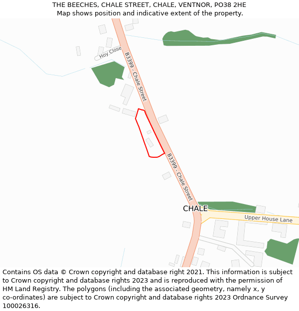 THE BEECHES, CHALE STREET, CHALE, VENTNOR, PO38 2HE: Location map and indicative extent of plot