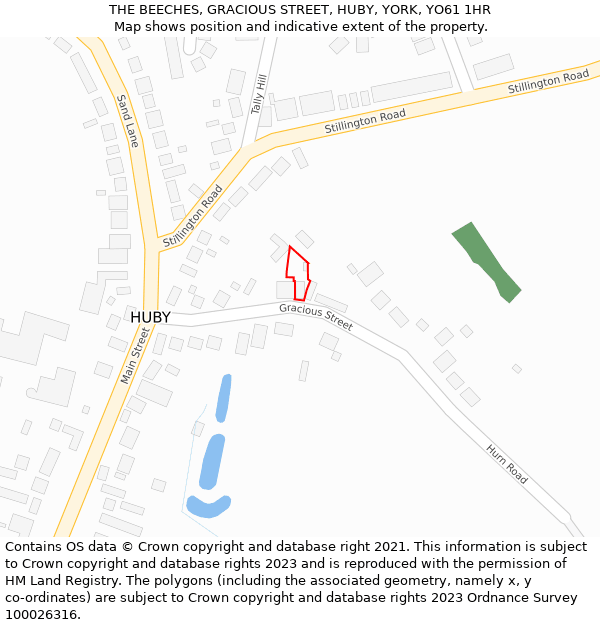 THE BEECHES, GRACIOUS STREET, HUBY, YORK, YO61 1HR: Location map and indicative extent of plot