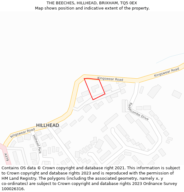 THE BEECHES, HILLHEAD, BRIXHAM, TQ5 0EX: Location map and indicative extent of plot