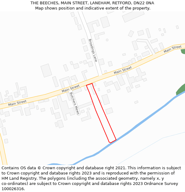THE BEECHES, MAIN STREET, LANEHAM, RETFORD, DN22 0NA: Location map and indicative extent of plot