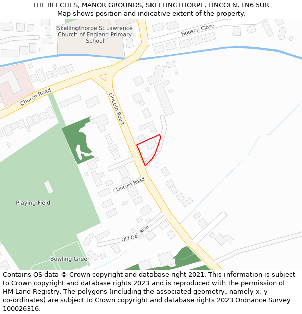 THE BEECHES, MANOR GROUNDS, SKELLINGTHORPE, LINCOLN, LN6 5UR: Location map and indicative extent of plot