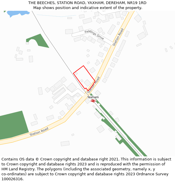 THE BEECHES, STATION ROAD, YAXHAM, DEREHAM, NR19 1RD: Location map and indicative extent of plot
