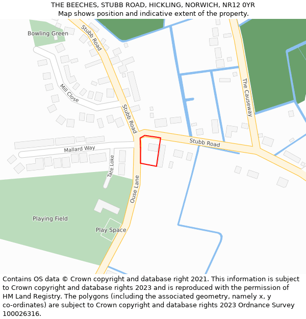 THE BEECHES, STUBB ROAD, HICKLING, NORWICH, NR12 0YR: Location map and indicative extent of plot