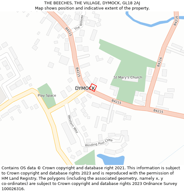 THE BEECHES, THE VILLAGE, DYMOCK, GL18 2AJ: Location map and indicative extent of plot