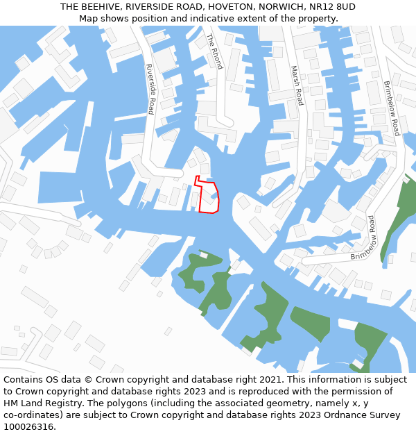 THE BEEHIVE, RIVERSIDE ROAD, HOVETON, NORWICH, NR12 8UD: Location map and indicative extent of plot