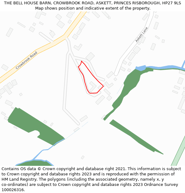 THE BELL HOUSE BARN, CROWBROOK ROAD, ASKETT, PRINCES RISBOROUGH, HP27 9LS: Location map and indicative extent of plot