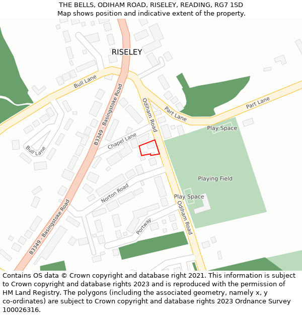 THE BELLS, ODIHAM ROAD, RISELEY, READING, RG7 1SD: Location map and indicative extent of plot