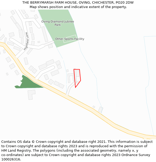 THE BERRYMARSH FARM HOUSE, OVING, CHICHESTER, PO20 2DW: Location map and indicative extent of plot