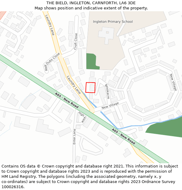 THE BIELD, INGLETON, CARNFORTH, LA6 3DE: Location map and indicative extent of plot