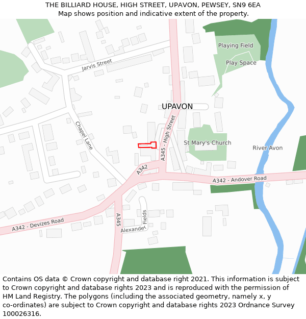 THE BILLIARD HOUSE, HIGH STREET, UPAVON, PEWSEY, SN9 6EA: Location map and indicative extent of plot