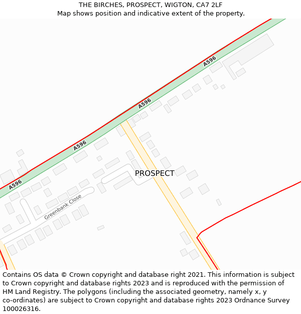 THE BIRCHES, PROSPECT, WIGTON, CA7 2LF: Location map and indicative extent of plot