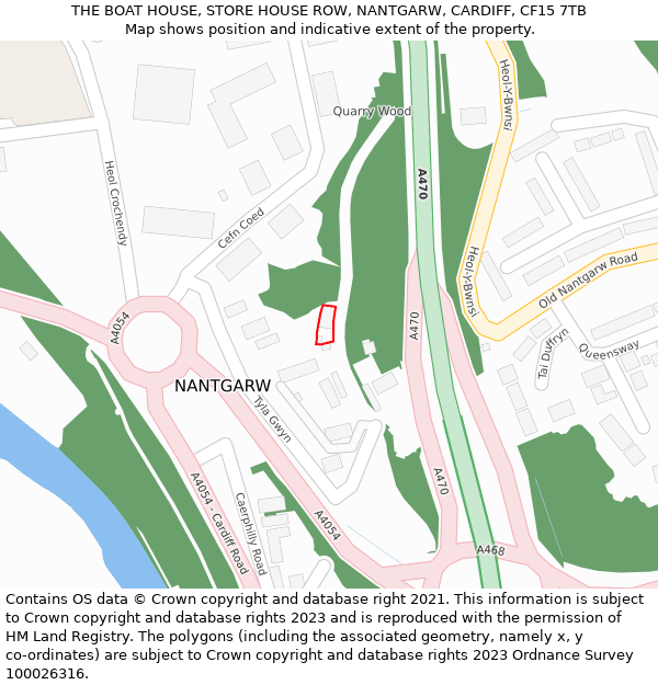 THE BOAT HOUSE, STORE HOUSE ROW, NANTGARW, CARDIFF, CF15 7TB: Location map and indicative extent of plot