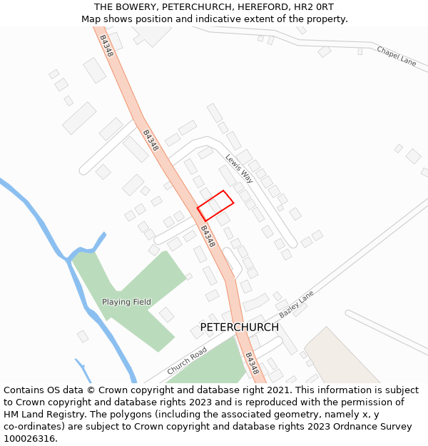 THE BOWERY, PETERCHURCH, HEREFORD, HR2 0RT: Location map and indicative extent of plot