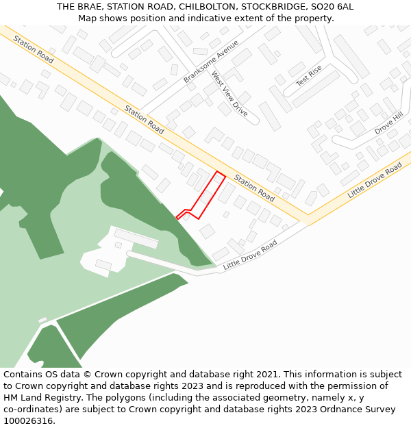 THE BRAE, STATION ROAD, CHILBOLTON, STOCKBRIDGE, SO20 6AL: Location map and indicative extent of plot
