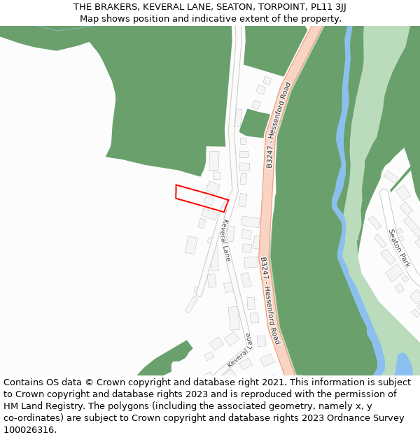 THE BRAKERS, KEVERAL LANE, SEATON, TORPOINT, PL11 3JJ: Location map and indicative extent of plot