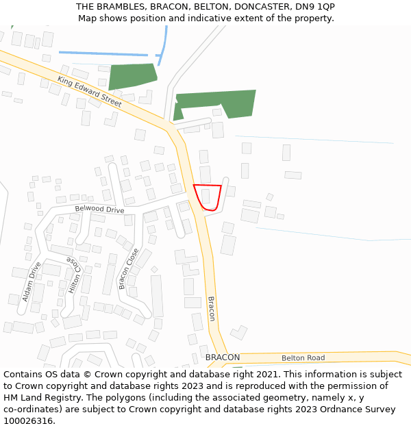 THE BRAMBLES, BRACON, BELTON, DONCASTER, DN9 1QP: Location map and indicative extent of plot