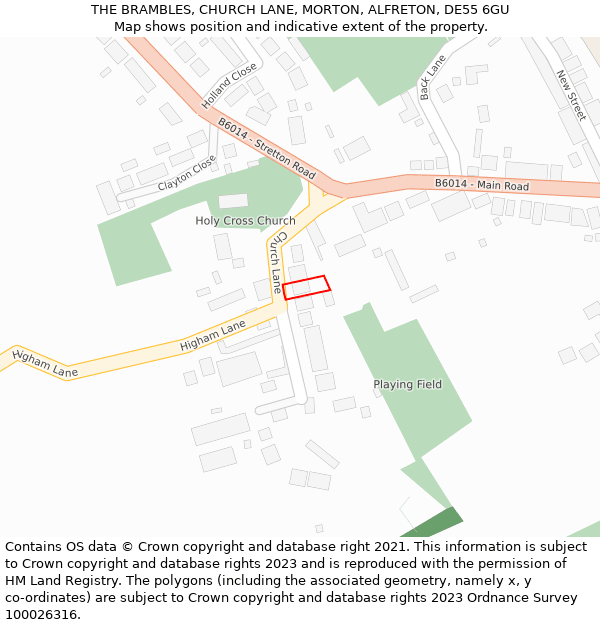 THE BRAMBLES, CHURCH LANE, MORTON, ALFRETON, DE55 6GU: Location map and indicative extent of plot