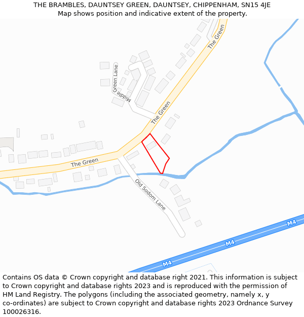 THE BRAMBLES, DAUNTSEY GREEN, DAUNTSEY, CHIPPENHAM, SN15 4JE: Location map and indicative extent of plot