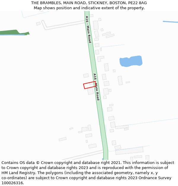 THE BRAMBLES, MAIN ROAD, STICKNEY, BOSTON, PE22 8AG: Location map and indicative extent of plot