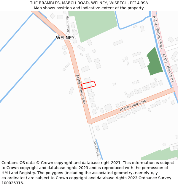 THE BRAMBLES, MARCH ROAD, WELNEY, WISBECH, PE14 9SA: Location map and indicative extent of plot