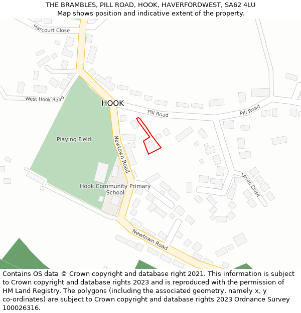 THE BRAMBLES, PILL ROAD, HOOK, HAVERFORDWEST, SA62 4LU: Location map and indicative extent of plot