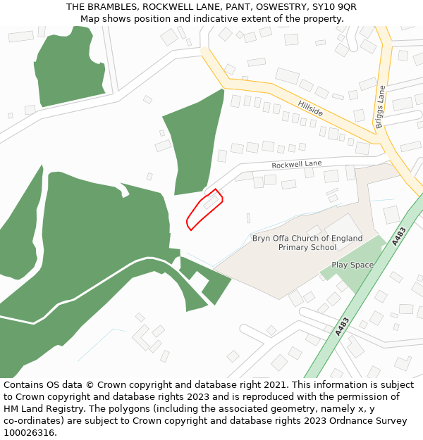 THE BRAMBLES, ROCKWELL LANE, PANT, OSWESTRY, SY10 9QR: Location map and indicative extent of plot