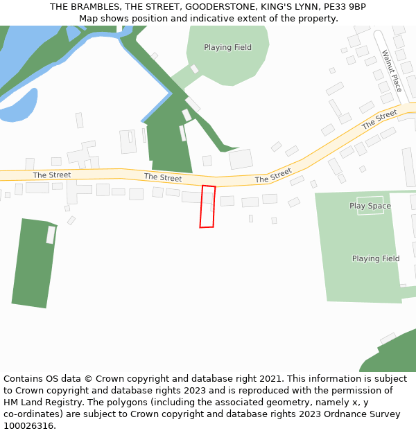 THE BRAMBLES, THE STREET, GOODERSTONE, KING'S LYNN, PE33 9BP: Location map and indicative extent of plot