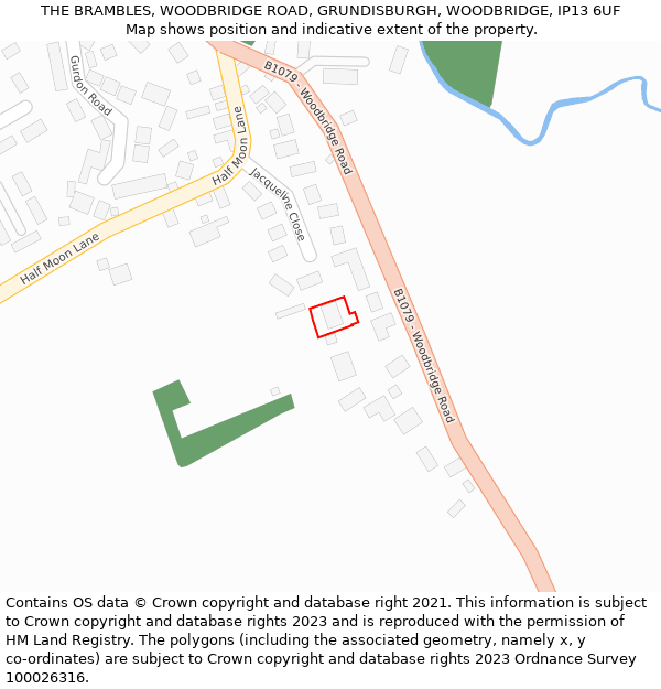 THE BRAMBLES, WOODBRIDGE ROAD, GRUNDISBURGH, WOODBRIDGE, IP13 6UF: Location map and indicative extent of plot