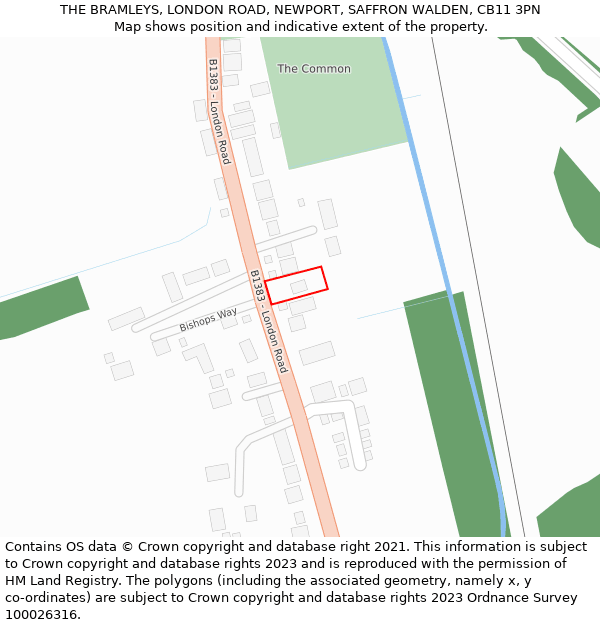 THE BRAMLEYS, LONDON ROAD, NEWPORT, SAFFRON WALDEN, CB11 3PN: Location map and indicative extent of plot