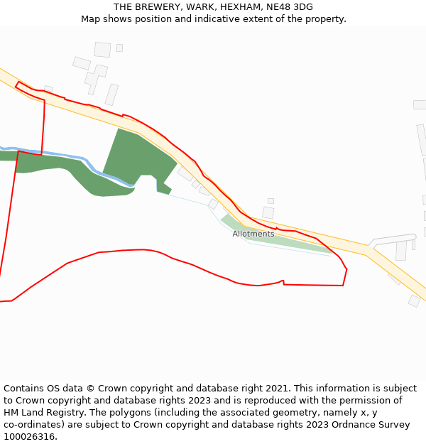 THE BREWERY, WARK, HEXHAM, NE48 3DG: Location map and indicative extent of plot