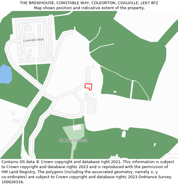 THE BREWHOUSE, CONSTABLE WAY, COLEORTON, COALVILLE, LE67 8FZ: Location map and indicative extent of plot