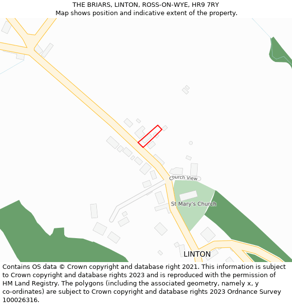 THE BRIARS, LINTON, ROSS-ON-WYE, HR9 7RY: Location map and indicative extent of plot