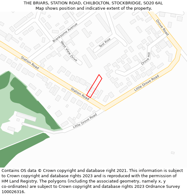 THE BRIARS, STATION ROAD, CHILBOLTON, STOCKBRIDGE, SO20 6AL: Location map and indicative extent of plot