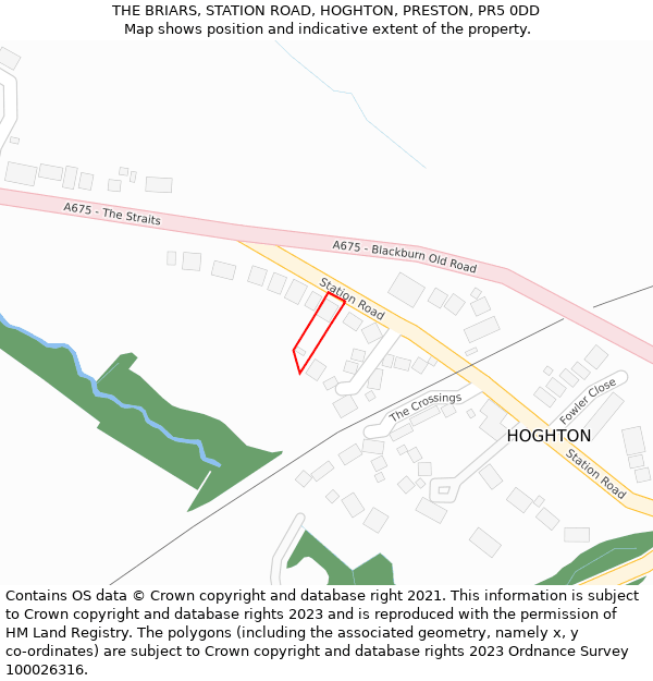 THE BRIARS, STATION ROAD, HOGHTON, PRESTON, PR5 0DD: Location map and indicative extent of plot