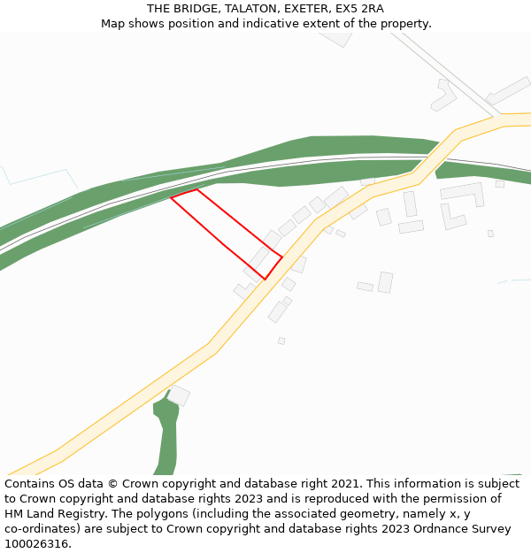 THE BRIDGE, TALATON, EXETER, EX5 2RA: Location map and indicative extent of plot