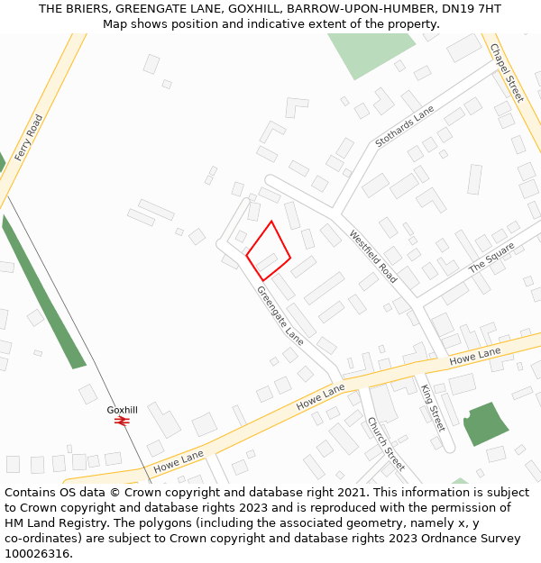 THE BRIERS, GREENGATE LANE, GOXHILL, BARROW-UPON-HUMBER, DN19 7HT: Location map and indicative extent of plot