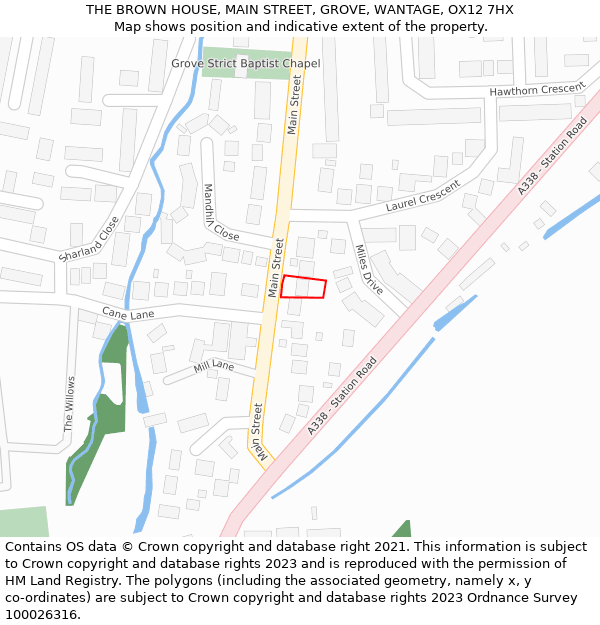 THE BROWN HOUSE, MAIN STREET, GROVE, WANTAGE, OX12 7HX: Location map and indicative extent of plot