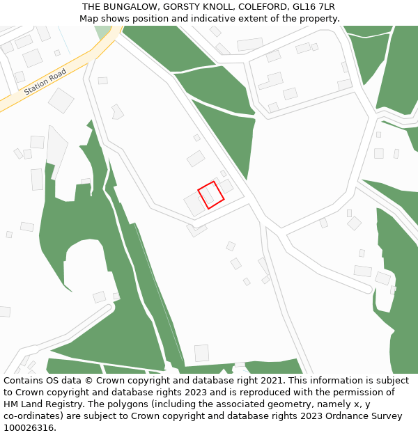 THE BUNGALOW, GORSTY KNOLL, COLEFORD, GL16 7LR: Location map and indicative extent of plot