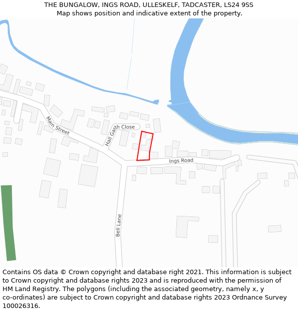 THE BUNGALOW, INGS ROAD, ULLESKELF, TADCASTER, LS24 9SS: Location map and indicative extent of plot