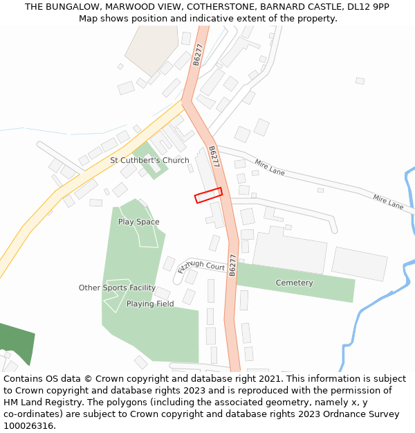 THE BUNGALOW, MARWOOD VIEW, COTHERSTONE, BARNARD CASTLE, DL12 9PP: Location map and indicative extent of plot