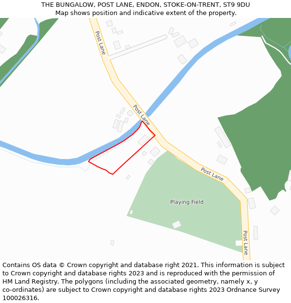 THE BUNGALOW, POST LANE, ENDON, STOKE-ON-TRENT, ST9 9DU: Location map and indicative extent of plot