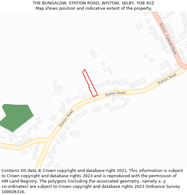 THE BUNGALOW, STATION ROAD, WISTOW, SELBY, YO8 3UZ: Location map and indicative extent of plot