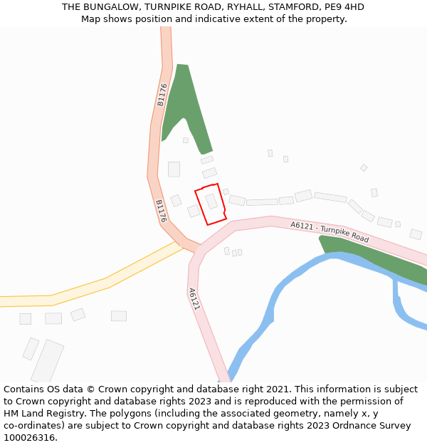 THE BUNGALOW, TURNPIKE ROAD, RYHALL, STAMFORD, PE9 4HD: Location map and indicative extent of plot