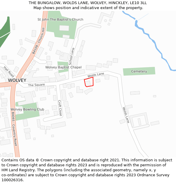 THE BUNGALOW, WOLDS LANE, WOLVEY, HINCKLEY, LE10 3LL: Location map and indicative extent of plot