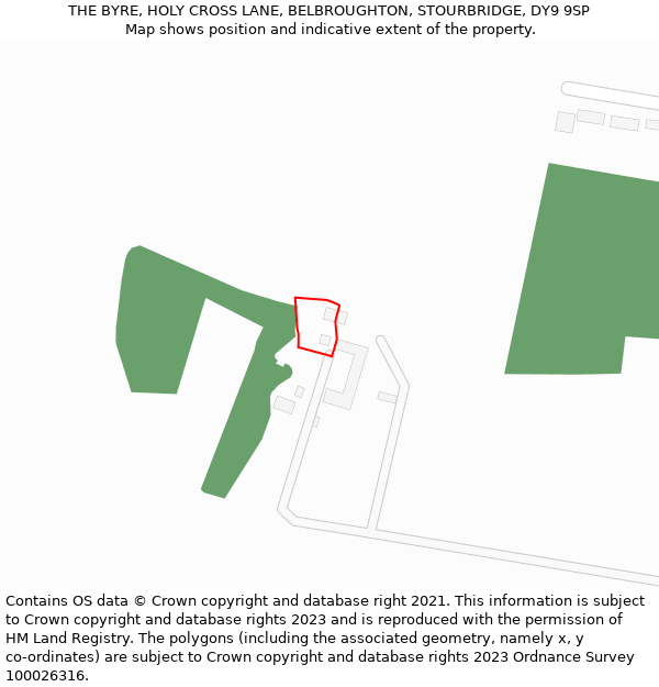 THE BYRE, HOLY CROSS LANE, BELBROUGHTON, STOURBRIDGE, DY9 9SP: Location map and indicative extent of plot