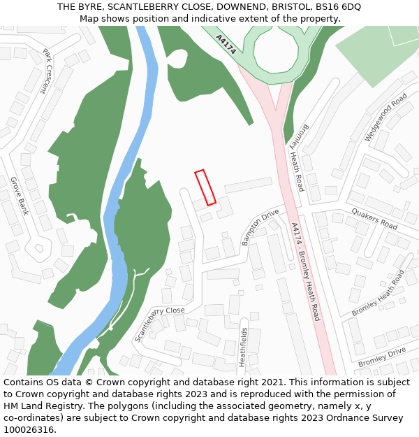 THE BYRE, SCANTLEBERRY CLOSE, DOWNEND, BRISTOL, BS16 6DQ: Location map and indicative extent of plot